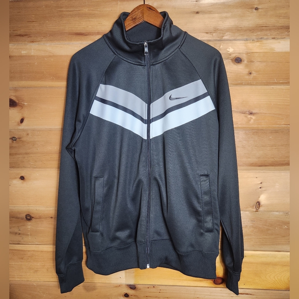 Nike Striker Chevron Track Jacket Mens L Grey Raglan 532919 060  Polyester Zip